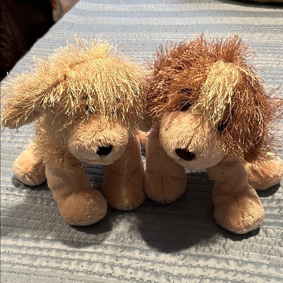 GANZ Tan and Brown Plush Dog Toys with Fluffy Fur - Picture 1 of 7